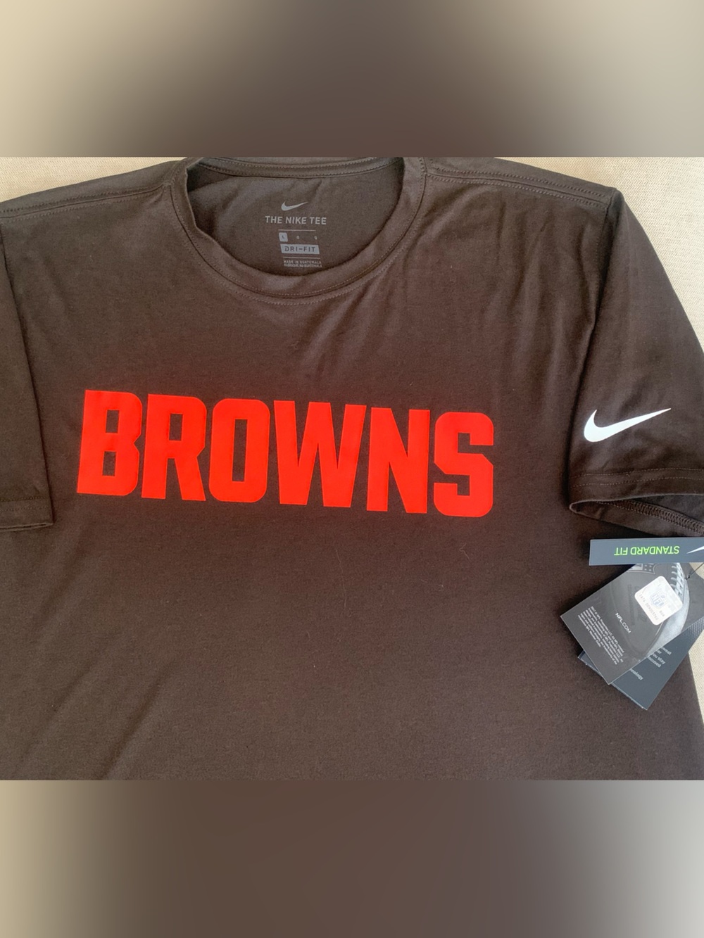 Nike Brown Short Sleeve Tee with Red BROWNS Graphic
